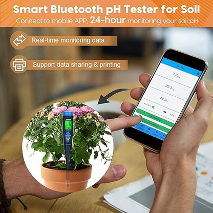 Digital pH Tester for Soil, Soil pH Test Kit for Indoor Potted Plants, Professional pH Meter for Soil and Water, Measuring Soil pH for Garden, Grass,Lawn, Greenhouse,Outdoor,Farming, Yard Use