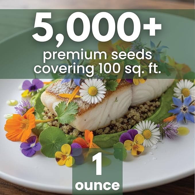 Gourmet Edible Mix – 5,000 Premium Seeds for Planting – Fresh Culinary Flowers & Herbs – 2026 Season – 1 Ounce Pouch