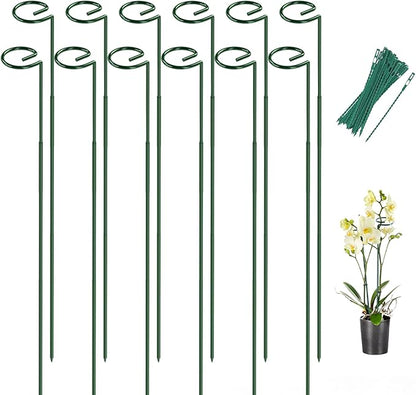 Breeze Touch 12 Pack Plant Stakes, 23.6 Inch Plant Support Stakes with 15 Twist Ties, Plant Sticks Support, Flower Stakes for Plants Peony, Tomato Seedling, Marigold, Amaryllis, Sapling, Coreopsis