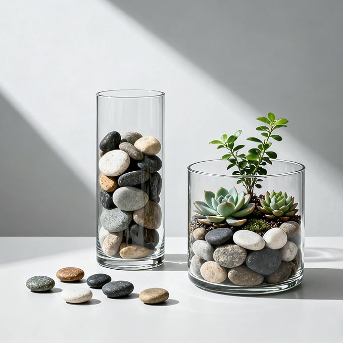 onlyfire Natural Polished Pebbles, 1.5-2 Inch Decorative Mixed Color Stones Aquarium Gravel River Rocks for Vase, Succulents, Landscaping and Home Decor (5-lb Bag)