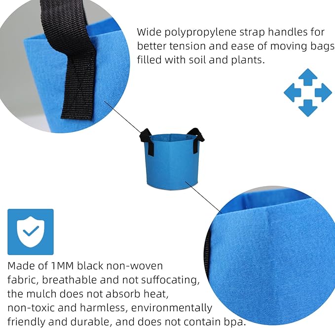 Grow Bags,Growing Pot Bags Garden Grow Bag Indoor Outdoor Fabric Aeration Plant Pot Container Flower Vegetable Pouch (Sky Blue,7 Gallon)