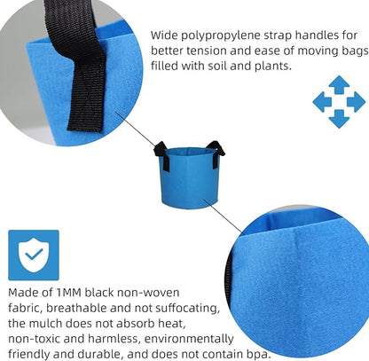 Grow Bags,Growing Pot Bags Garden Grow Bag Indoor Outdoor Fabric Aeration Plant Pot Container Flower Vegetable Pouch (Sky Blue,7 Gallon)