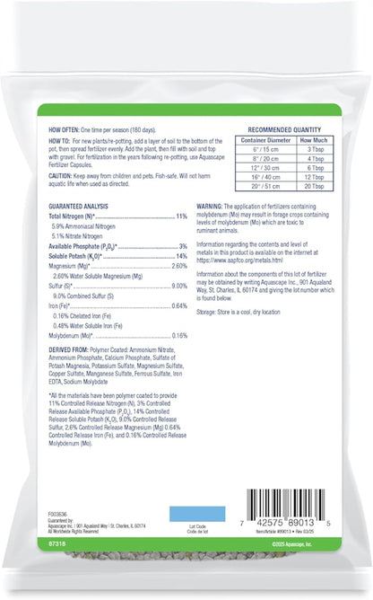 Aquascape Once-A-Year Pond Plant Fertilizer, Granular Formula, 2 lb (907 g), Supports Strong Aquatic Plant Growth, 89013
