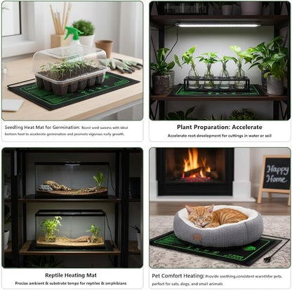 4 Pack Graphene Seedling Heat Mats for Plants, Waterproof Heating Pads for Seeds Germination and Microgreen Trays Thick and Reusable 20W