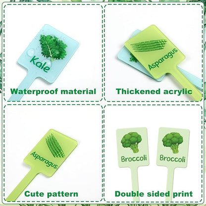UPINS 24Pcs Acrylic Vegetable Labels Signs for Outside Garden Waterproof Plant Labels Markers Tags Signs with Printed Name for Indoor Outdoor Gardens Plants Potted