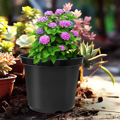 3 Gallon Plastic Nursery Pots 30 Pack, 10 Inch Round Plant Pots with Drainage Holes, Planting Pot for Outdoor Indoor Plants, Black
