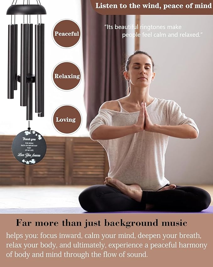 Thank You Gifts for Women Men with 2pc Wind Catchers, 37" Appreciation Wind Chime for Family Friends Hostess Employee Coworkers Colleague Pastor Mentor Nurses Gift (Gift Box + Greeting Card)