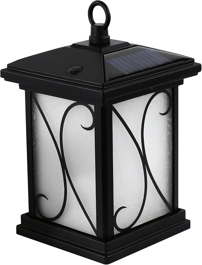 Feit Electric Solar Outdoor LED Lantern, 1800K Warm White, 10 Lumens, 3.5-Watt Authentic Live Flicker Flame and Weatherproof Build for Year-Round Outdoor Path Light, LLAN4SQ/FLAME2/SOL