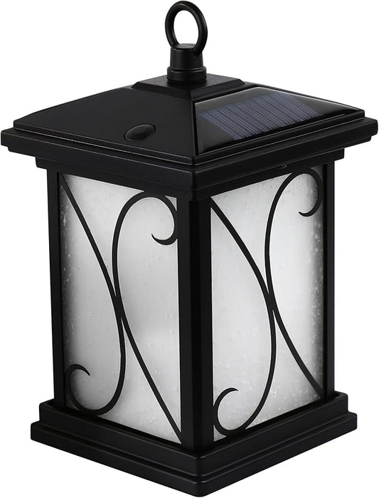 Feit Electric Solar Outdoor LED Lantern, 1800K Warm White, 10 Lumens, 3.5-Watt Authentic Live Flicker Flame and Weatherproof Build for Year-Round Outdoor Path Light, LLAN4SQ/FLAME2/SOL