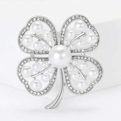 St.Patrick's Day Brooches for Women Dainty Crystal Four Leaf Lapel Pin Shamrock Hat Brooch Pins Irish Enamel Brooches Irish Holiday Costume Accessory Jewelry