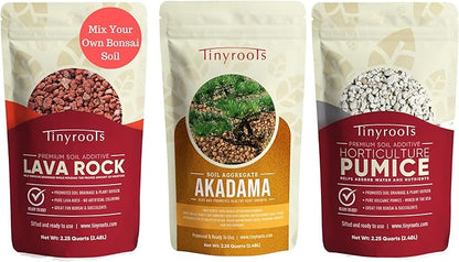 Mix Your Own Bonsai Soil - 3 Pack Includes Dust Free Red Lava, American Pumice and Akadama