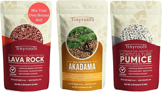 Mix Your Own Bonsai Soil - 3 Pack Includes Dust Free Red Lava, American Pumice and Akadama