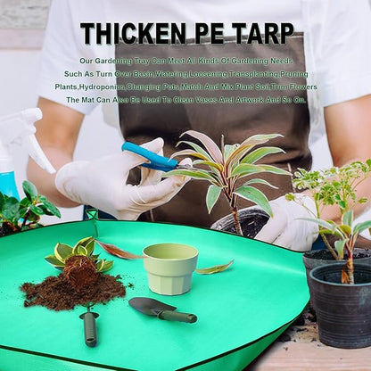 Plant Repotting Mat Waterproof Gardening Mat Plant Transplanting Potting Tray for Indoor Succulent Potting Tarp Portable Thicken PE Mat Garden Work Cloth Bonsai Tools (30"x 40")
