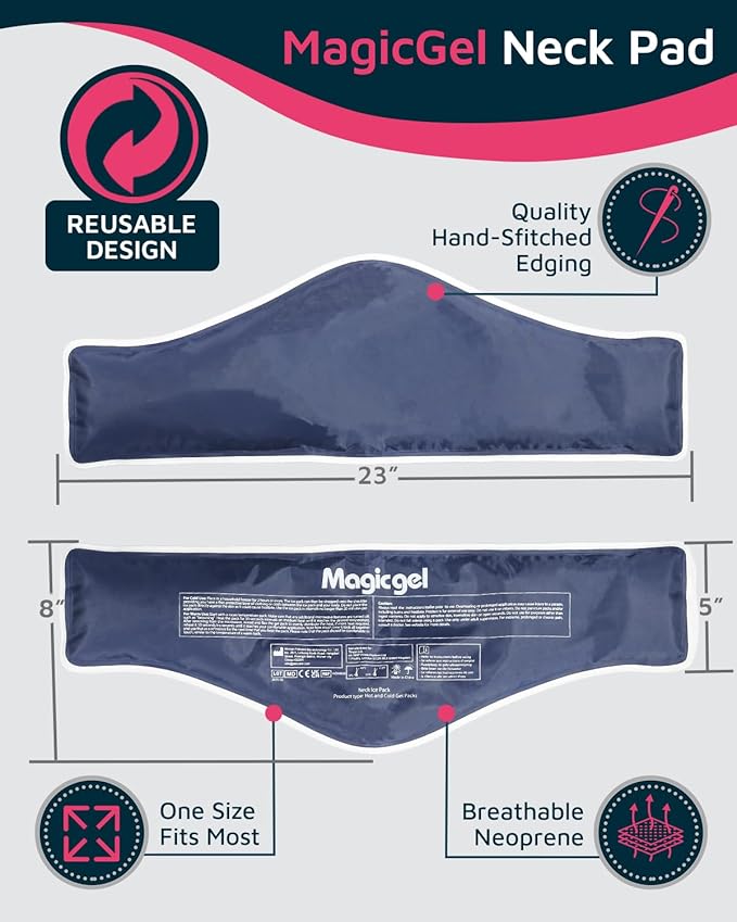 Magic Gel Neck Ice Pack - Shoulder Ice Pack - Cooling Neck Wrap - Cooler Ring - Flexible and Reusable Cold Pad - Lightweight & Comfortable - One Size Fits Most (Gray)