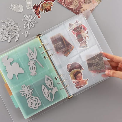 BAOFALI 40 Pages/2Set A5 6 Ring Clear Stamps Storage Embossing Folder Storage with Dividers Photo Storage Album Seal Bags Storage Keeper Cards for DIY Scrapbooking Arts Crafts Collecting Bags