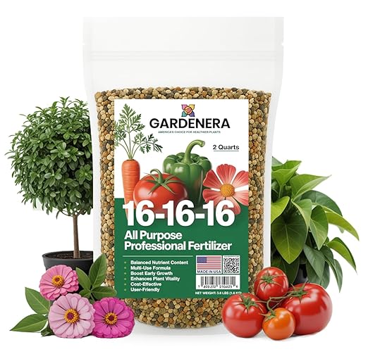 Gardenera 16-16-16 Premium All Purpose Professional Fertilizer - Lawn, Flower, Tree, Shrub & Vegetable Fertilizer (2 Quarts)