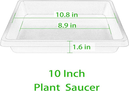 Square Plant Saucer 10 Inch 2 Pack, Plant Drip Trays and Flower Pot Saucers，Doubles Plant Water Catcher Tray, Plant Trays for Indoors No Holes, Plant Drainage Tray Saucers for Potted Plants