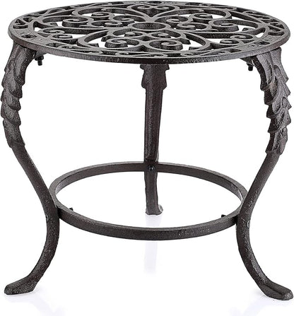 OwnMy Heavy Duty Cast Iron Plant Stand Vintage Iron Flower Pot Holder, Rustic Decorative Round Potted Plant Stand Rack, Indoor Outdoor Metal Plant Holder for Home Garden