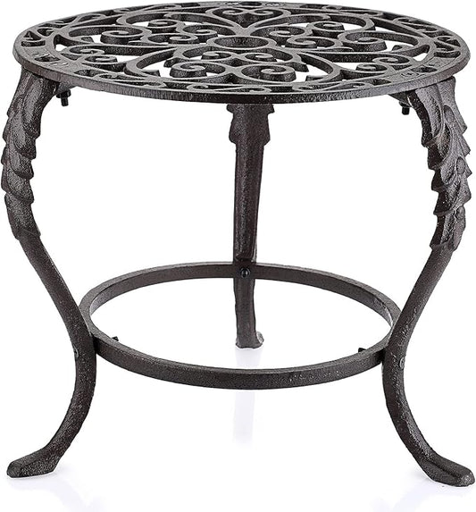 OwnMy Heavy Duty Cast Iron Plant Stand Vintage Iron Flower Pot Holder, Rustic Decorative Round Potted Plant Stand Rack, Indoor Outdoor Metal Plant Holder for Home Garden
