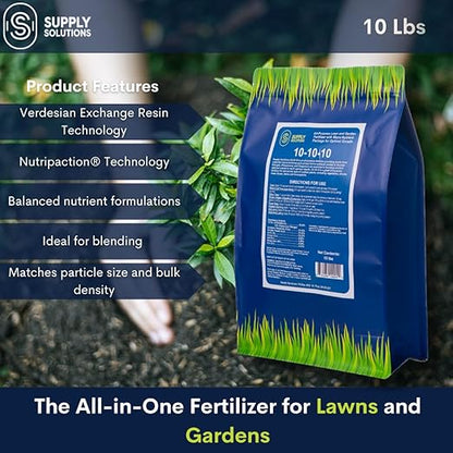 Supply Solutions 10-10-10 Complete Lawn & Garden Granular Fertilizer with Micronutrients – Balanced NPK Plant Food for Soil Health, Blooms & Roots – Safe for Vegetables, Fruits, Lawns (10 Pounds)