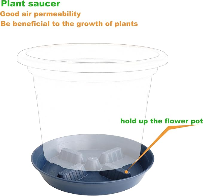 4 Pack Plant Saucer 10 inch, 8 12 14 17 inch, Plant Stand Plastic Plant Saucers for Indoors Outdoor, Heavy Duty Flower Plant Risers for Inside Pots, Pot Saucers for Plants, Grow Bags Saucers