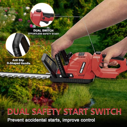 Cordless Hedge Trimmer Compatible with Milwaukee M18 Battery, 20-Inch Electric Hedge Trimmer, Battery Powered Brushless Bush Trimmer, 2/3'' Cutting Capacity, Lightweight & Rotatable Handle(No Battery)