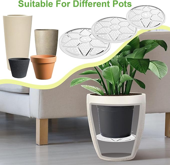 Plant Risers For Inside pots: 6 Pack Planter Inserts for 10 11 13 Inch Pots with Drainage Holes Use Less Potting Soil Plant Risers for Inside Pots for Tall or Short Planters for Indoor & Outdoor
