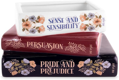 Steel Mill & Co Original Small Book-Shaped Decorative Planter, Ceramic Planter for Home Decor, Cute Bookshelf Decor, Unique Planter for Book Lovers, Classic Titles, Jane Austen