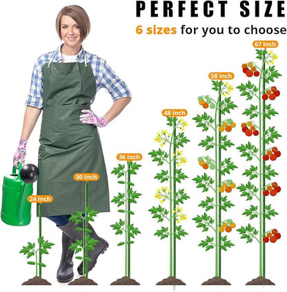 Garden Stakes 58 Inches Heavy Duty Steel Tomato Stake, Plastic Coated Support for Securing Trees, Climbing Plants, Cucumber, Beans, Pack of 40