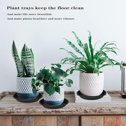 6 Pack Plant Saucer Plant Tray, 4 6 8 10 12 13 15 17 19 inch Plant Trays for Pots, Heavy Duty Plant Trays for Indoors no Holes, Plastic Plant Saucer for Planter, Bird Bath Bowls (6", Black)