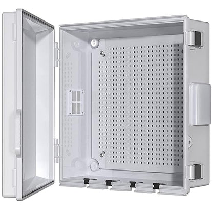 Electrical Junction Box, Ventilated Design, Cable Grommets, Indoor/Outdoor Use with Mounting Panel & Hinged Cover. Waterproof IP 65. (Grey Cover, 13"x13"x5.1")