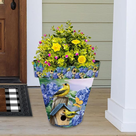 Briarwood Lane Goldfinches and Hydrangea Large Planter