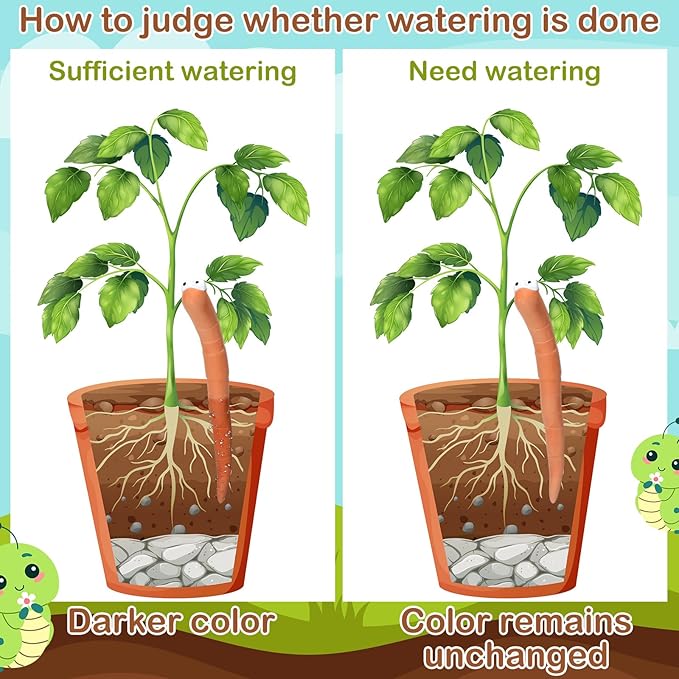 12 Pcs Water Sensor Ceramic Worm The Potting Shed Worm Water Sensor Plant Decoration Moisture Monitor Gardening Houseplant Humidity Meter Fun Gardening Gift for Your Potted Plant (6 Inch)