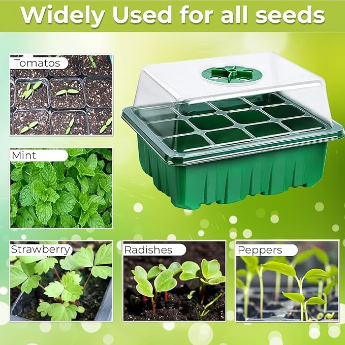 NAMOTEK Plant Heat Mat with 5 Set Seed Starter Tray & Humidity Domes, 60 Cell Trays Germination Station Cloning Kit