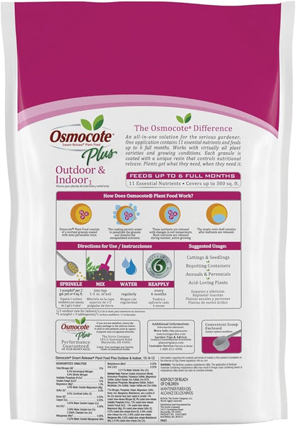 Osmocote Smart-Release Plant Food Plus Outdoor & Indoor1 - Granular, Continuous Release Plant Fertilizer with 11 Essential Nutrients, 8 lbs.
