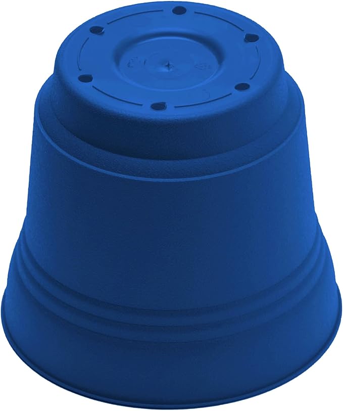 Bloem Saturn 7" Classic Blue Round Resin Planter Pot with Snap-in Saucer for Indoor and Outdoor Gardening