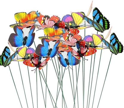 Butterfly Plant Stakes 50pcs Decorative Garden Waterproof Small Butterflies Decor Garden for Houseplant Flower Beds Plant Pots