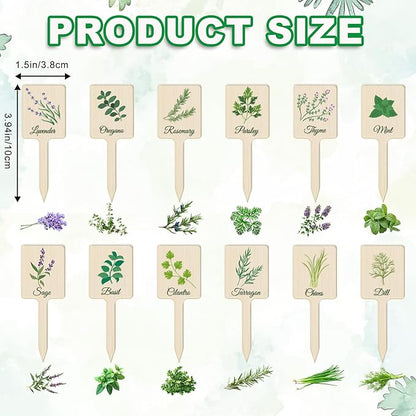 UPINS 24Pcs Acrylic Plant Labels Herb Plant Markers Plant Tags Signs with Printed Name for Indoor Outdoor Gardens Herbs Seedlings Plants