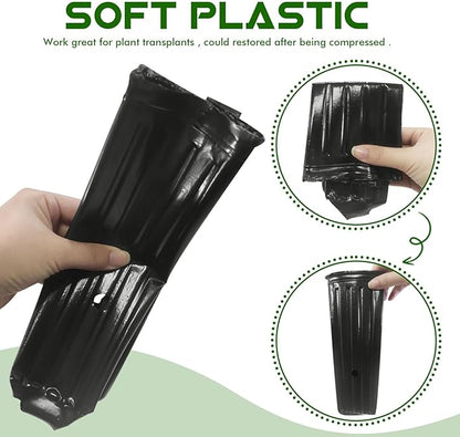 30Pcs Plastic Deep Plant Nursery Pots,12.2 in Tall Seedling Flower Plant Container Potswith Drainage Hole for Garden Plants Flowers Indoor Outdoor (L:12.2" Lx4.72 W)
