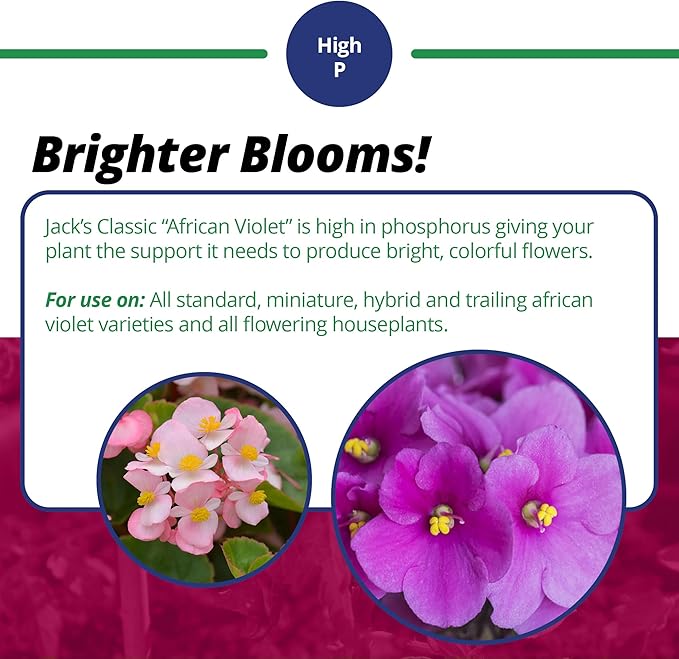Jack's Classic 12-36-14 African Violet Water-Soluble Fertilizer with Micronutrients for Developing Strong Colorful Plants, 8oz