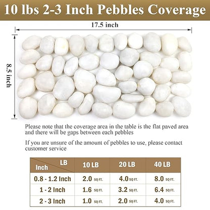 5 lbs Large White River Rocks, 2-3 inch Pebbles for Indoor Plants, Polished Decorative Stones for Planters Vase Aquarium and Outdoor Garden Landscaping Rocks