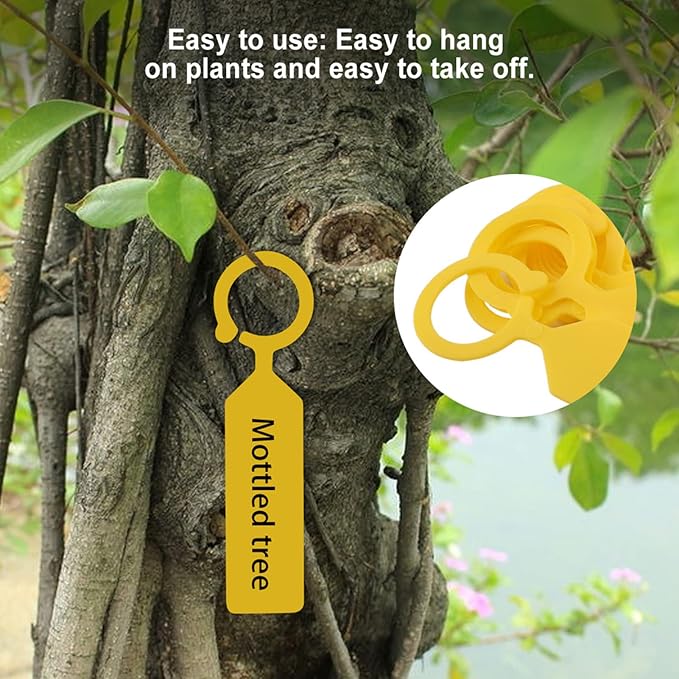 Plastic Plant Labels, 100 Pcs Plant Tags and Labels, Garden Labels Stakes for Hanging Labels for Plant Tree Nursery Seedling Tags Garden Decor(Yellow)