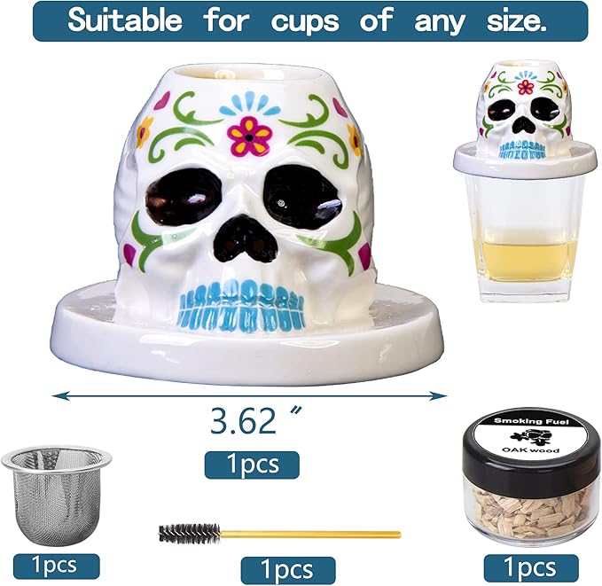 HGB Cocktail Smoker, Old Fashioned Chimney Drink Smoker Kit with Ceramic Cocktail Smoker & Wood Chips, Infuse Cocktails,Wine, Whiskey, & Bourbon - Smoking Glass Cloche Accessories
