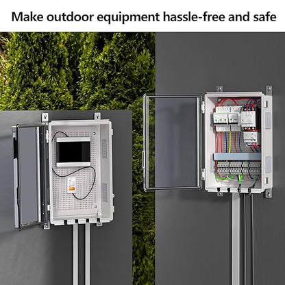 ABS Electrical Junction Box, Ventilated Design, Cable Grommets, IP65 Waterproof Enclosure, Indoor/Outdoor Use with Mounting Panel. (Clear Cover, 15.7"x11.8"x7.1")