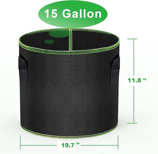 15 Gallon Grow Bags, Garden Plant Bags with Handles, Thickened Nonwoven Fabric Aeration Planting Pots, Vegetable Gardening Fabric pots with Plant Tags & Seedling Bags(6Pack Potato Grow Bags)