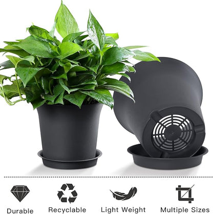 Planter Pot Sets, 6 Sizes Flower Pots with Drainage Holes and Saucers, Garden Plant Pots 3.1/3.7/4.3/4.9/5.7/7.2 Inches, for Home Garden Kitchen Decor (Dark Grey)