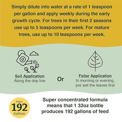 Farmer's Secret Fruit Tree Booster Fertilizer (32oz) - Super Concentrated and Phosphorus Rich - Formulated for All Fruit Trees Including Peach, Banana, and Apple