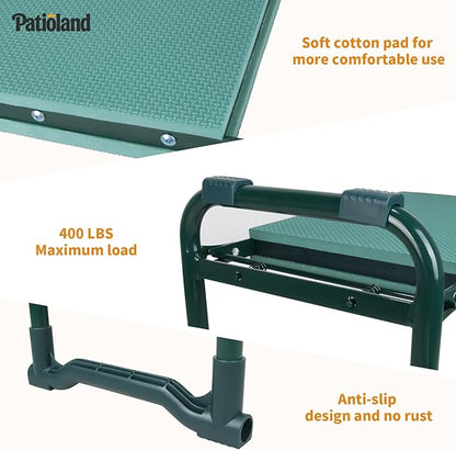 Garden Kneeler and Seat with 1 Tool Bag, 10.2" Widen Heavy Duty Thicken Soft Kneeling Pad, 2-in-1 Folding Garden Stool, Outdoor Yard Work Seat, Ideal Gardening Gifts for Mom, Women, Grandma