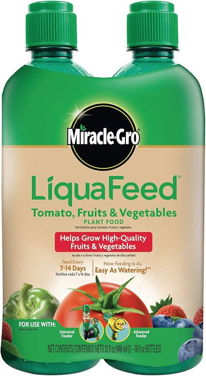 Miracle-Gro LiquaFeed Tomato, Fruits and Vegetables Plant Food, For In-Ground and Container Plants, 16 oz., 2-Pack