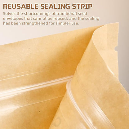 100 Pack Small Resealable Seed Envelopes with Clear Window, 3.15 x 4.72 Inch Brown Kraft Paper Seed Packets Envelopes with Preprinted Seed Collecting Template for Seed Storage, Seed Organizer